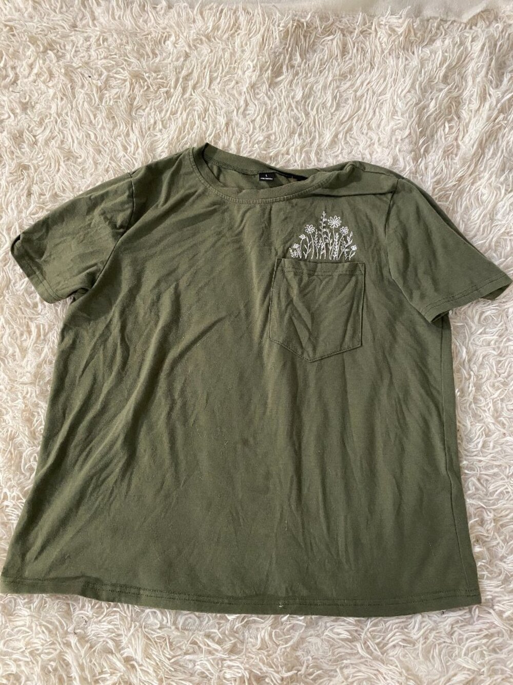Green Flower Embroidery Shirt